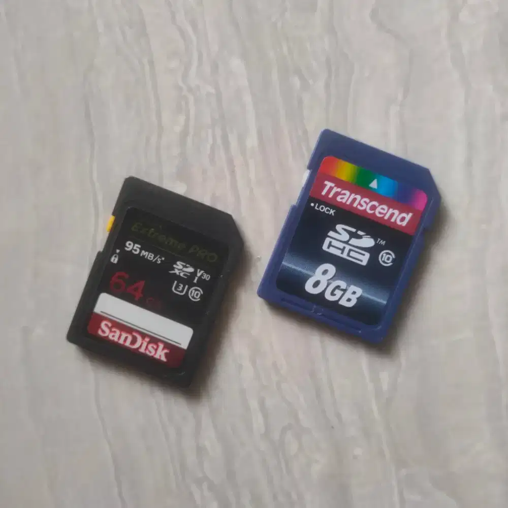 MEMORY SANDISK EXTREME PRO 64GB & TRANSCEND 8GB SIAP PAKAI