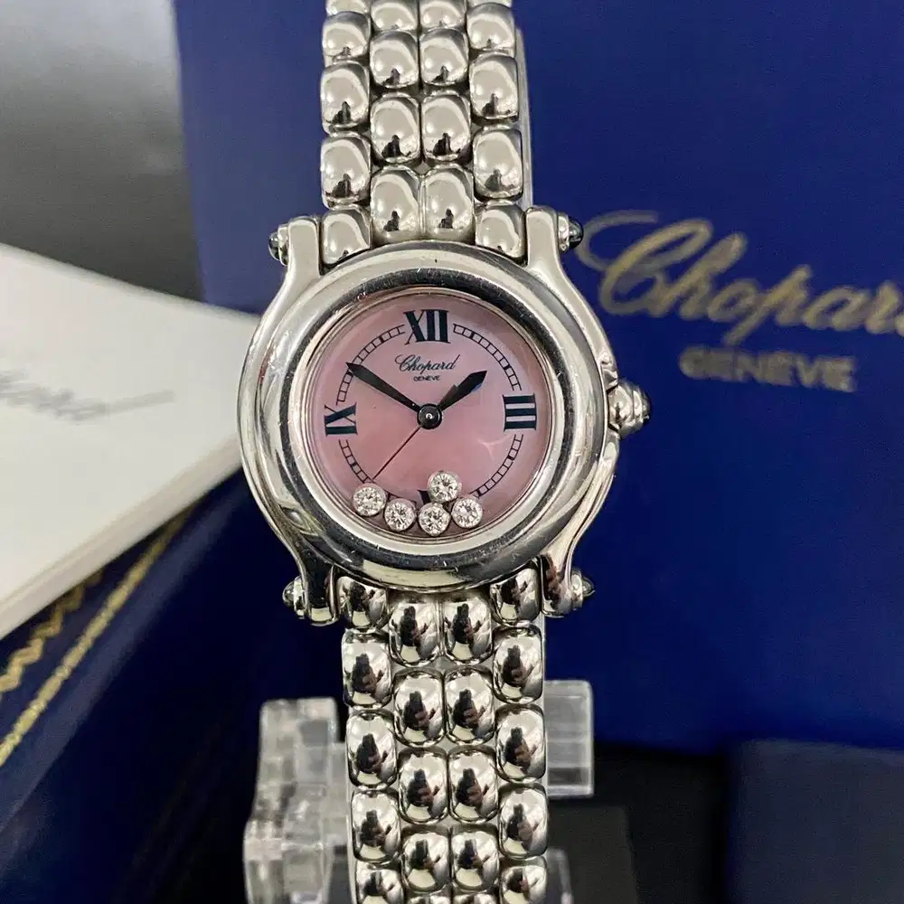 Chopard Happy Sport Steel 5 Diamond Salmon Quartz Ref.8245 Fullset