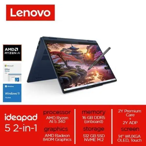 Lenovo IdeaPad 5 2-in-1 14AKP10 Ryzen AI 5 340 16GB 512GB W11  OHS24