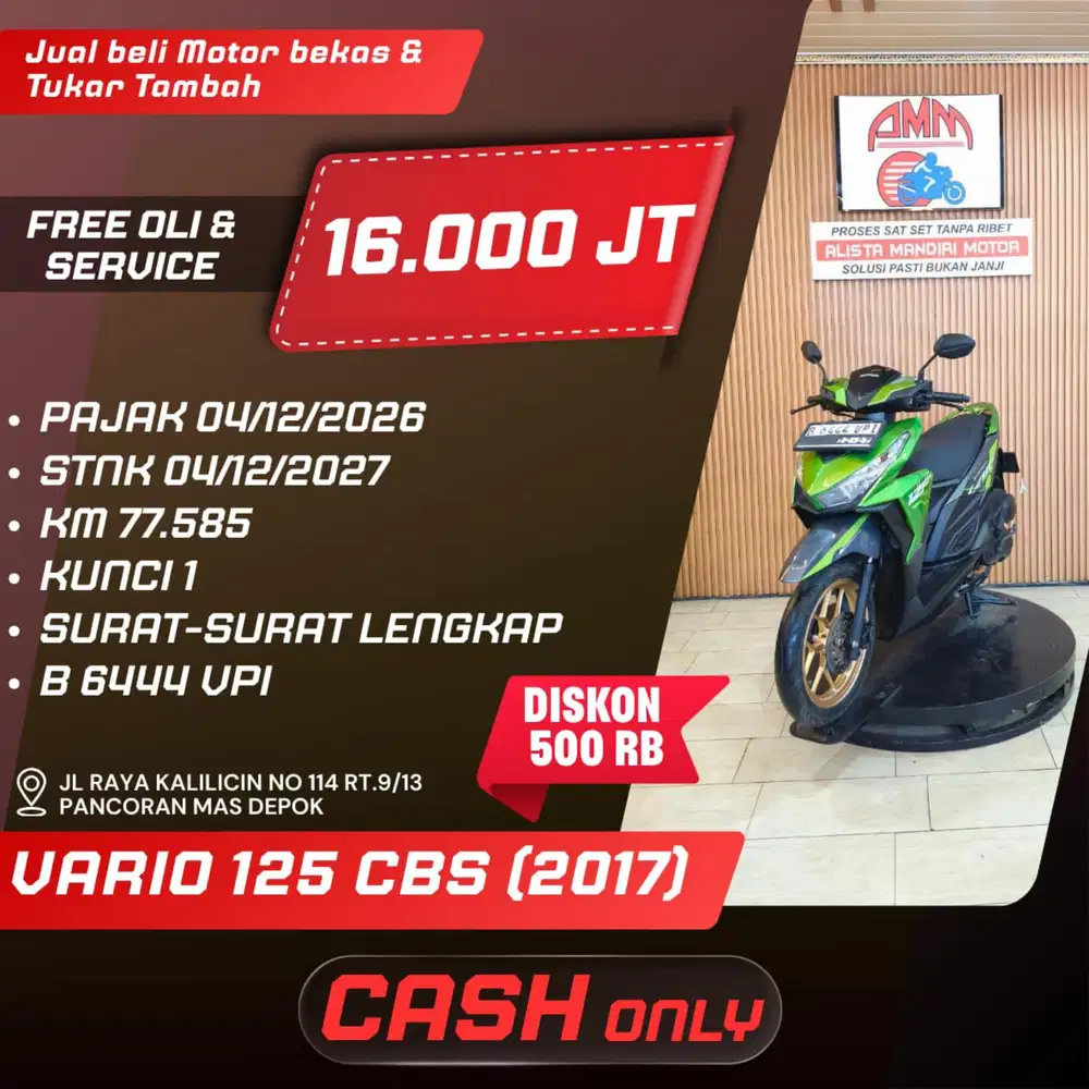 VARIO 125;CBS 2017. ISTIMEWA NEGO SAMPAI JADI ON KREDIVO INDODANA DLL