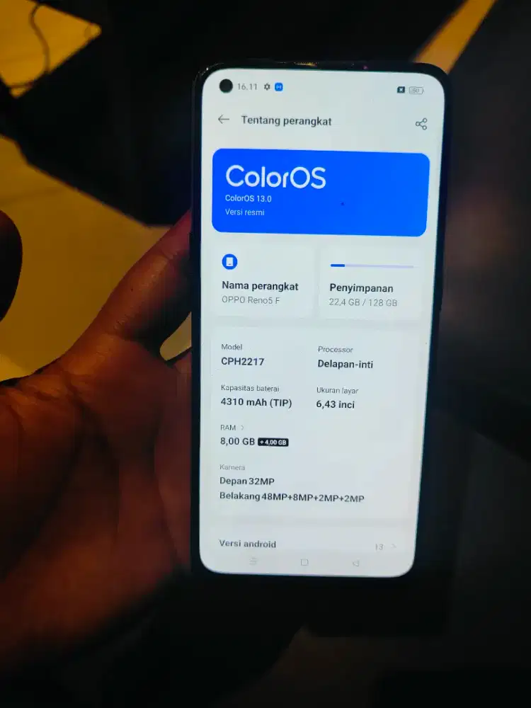 Dijual Oppo Reno 5f kelengkapan hp aja no minus cek sepuasnya