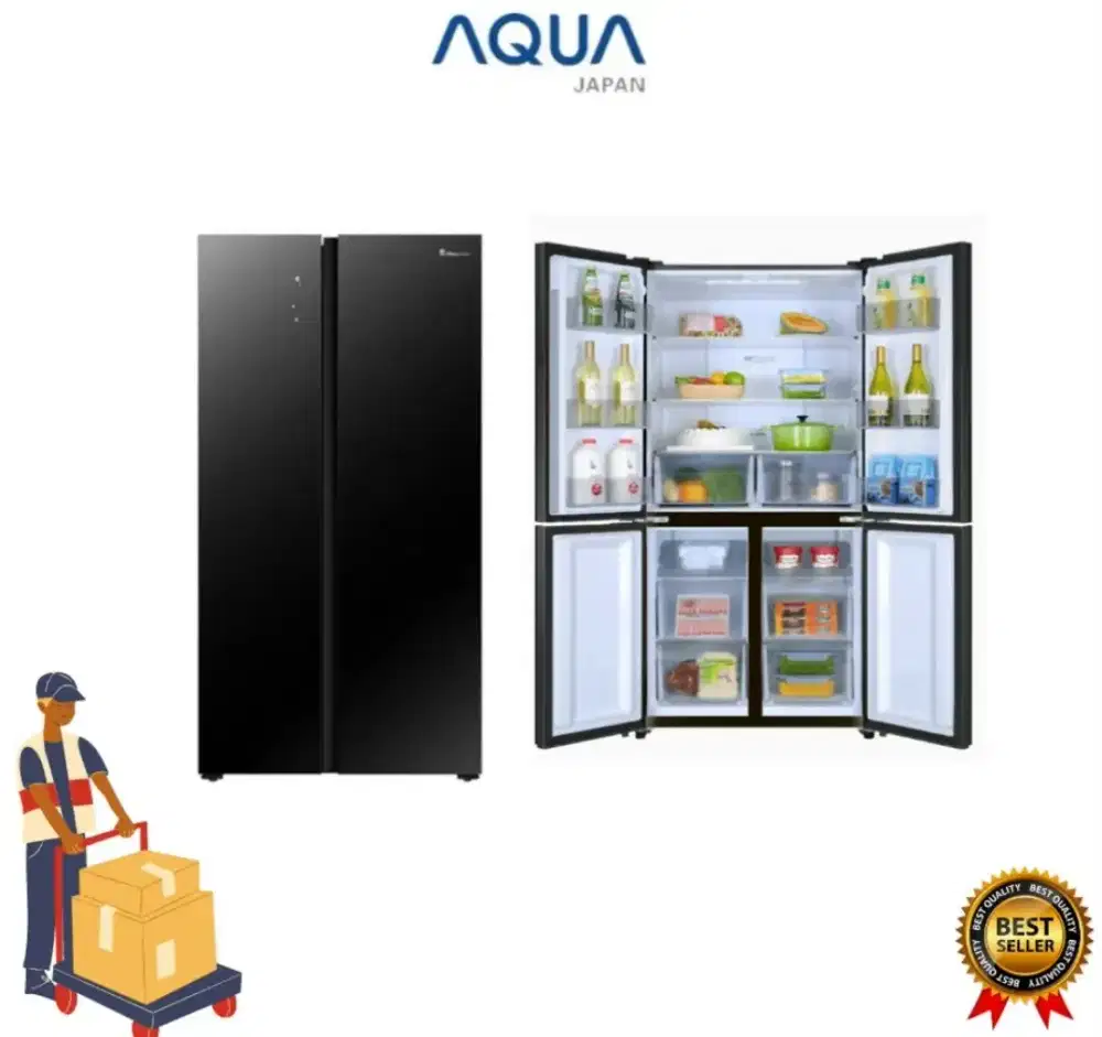 Ready Kulkas 4 pintu Inverter dari Aqua Promo Cicilan bunga ringan