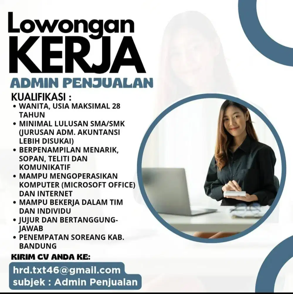 Dibutuhkan segera adm penjualan