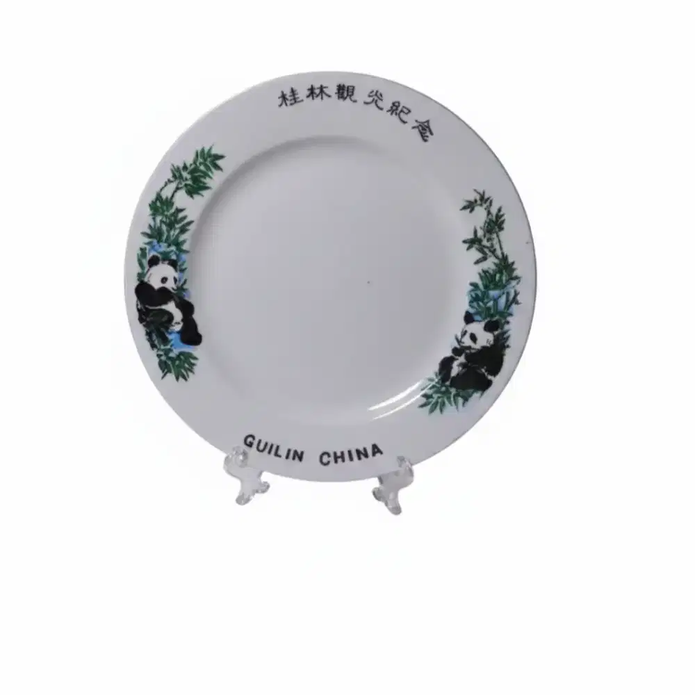 PAJANGAN DEKORASI RUMAH PIRING KERAMIK ANTIK-VINTAGE CHINA MOTIF PANDA
