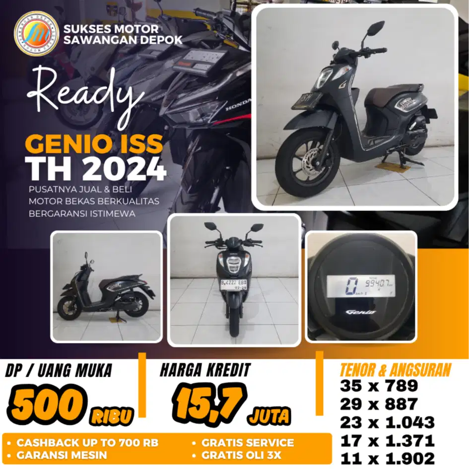 DP 500 BERGARANSI HONDA GENIO ISS TH 2024 PAJAK PANJANG UNIT MULUS