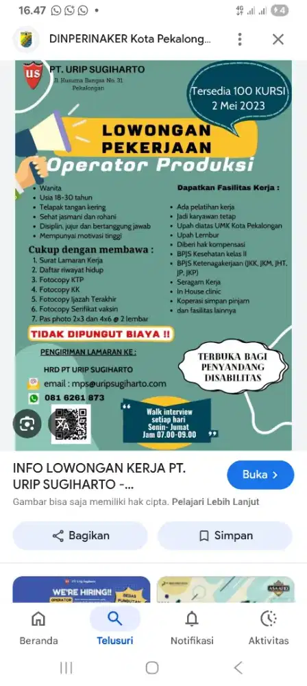 Operator produksi