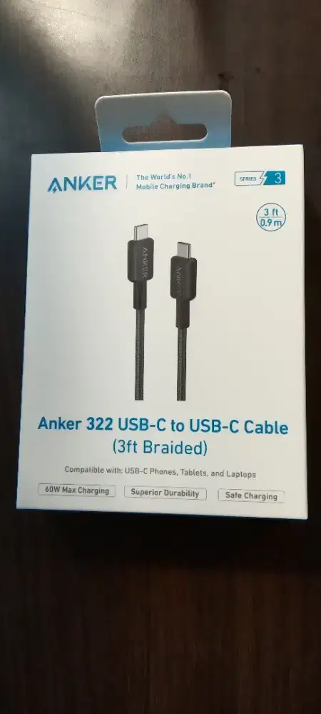 Anker USB-C to USB-C 3 ft 60W  A81F5H11 - Black