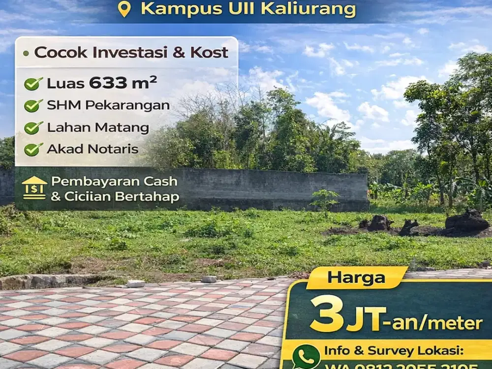 Tanah Jogja 4 Menit Kampus UII Kaliurang SHM Pekarangan