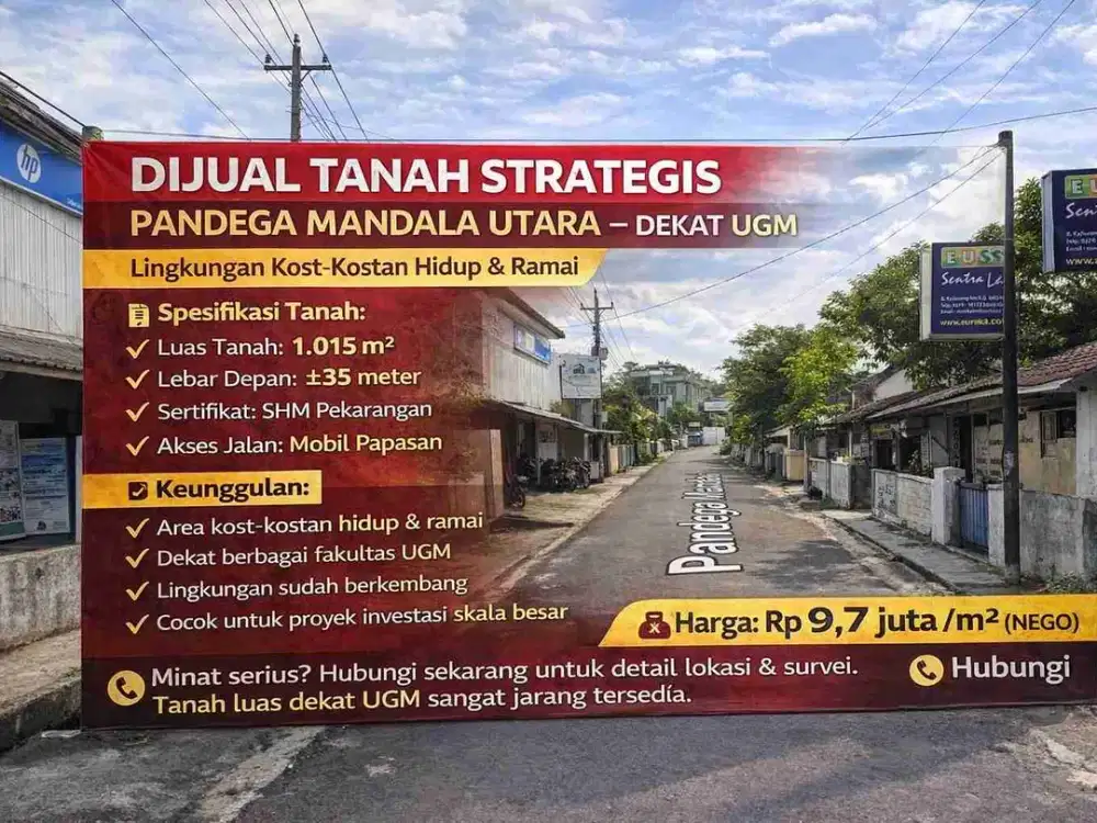 DIJUAL TANAH STRATEGIS PANDEGA MANDALA UTARA – DEKAT UGM