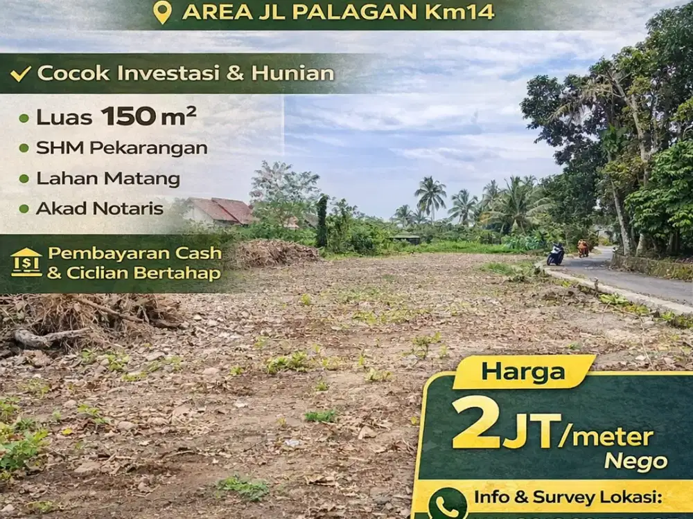 Tanah Jogja Barat Jl Palagan km14 Lahan Matang SHM