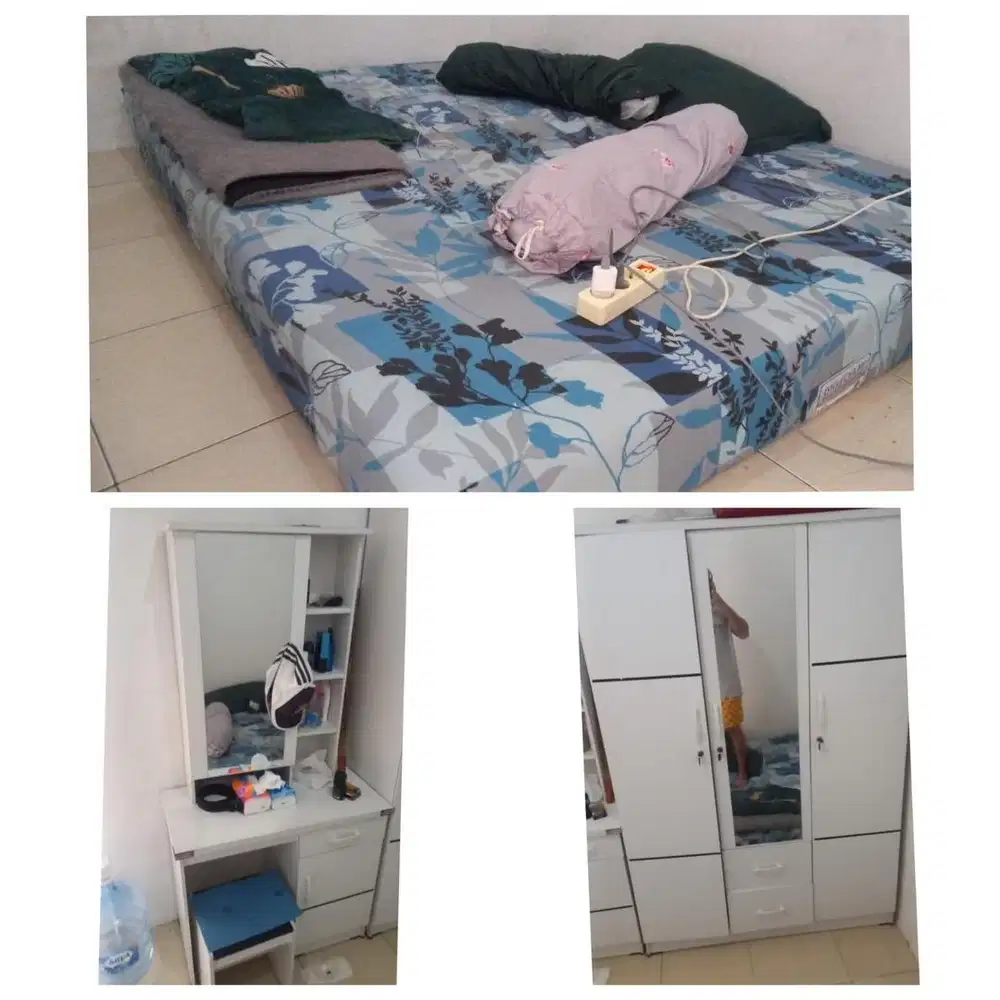 Jual cepat kasur bigsize plus lemari dan meja rias