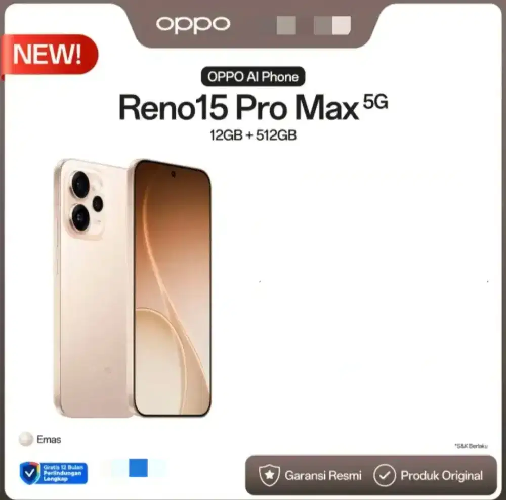 Segel Pabrik! Oppo Reno 15 PRO MAX. 12/ 512GB.