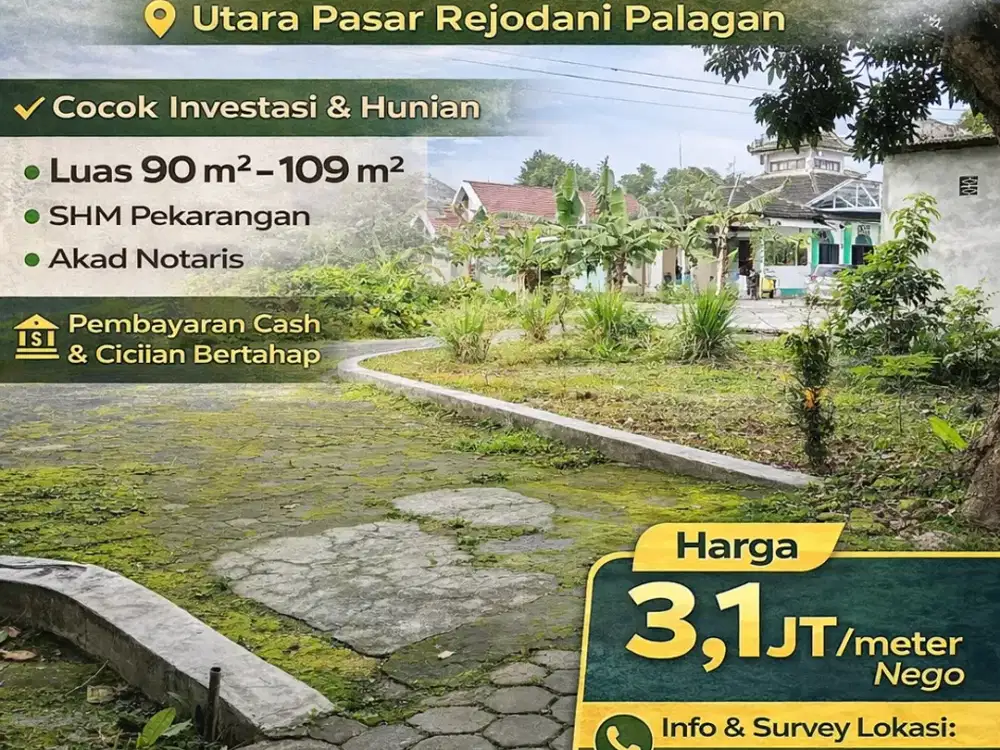 Tanah Jogja 3 Menit Dari SMP IT Salman Al Farisi Rejodani