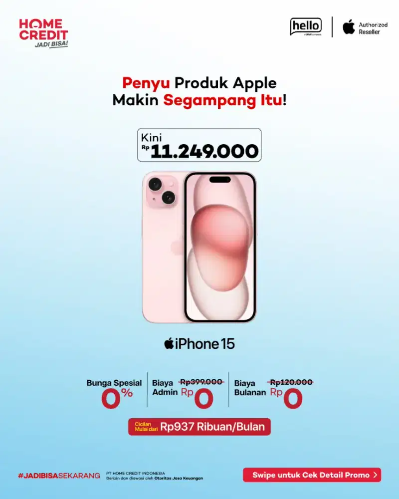 Cicilan Iphone 15 cukup KTP promo free 2x angsuran