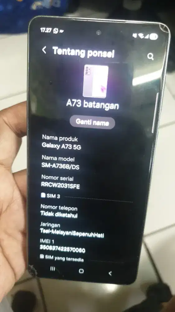 Samsung A73 5G 8/256 batangan minus