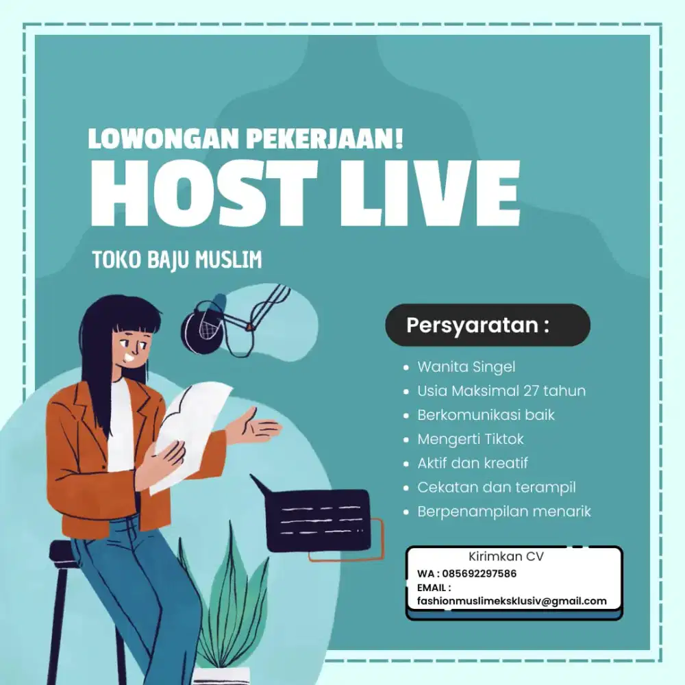 Dicari Host Live Fashion Muslim - Fun, Energik, & Jago Closing!