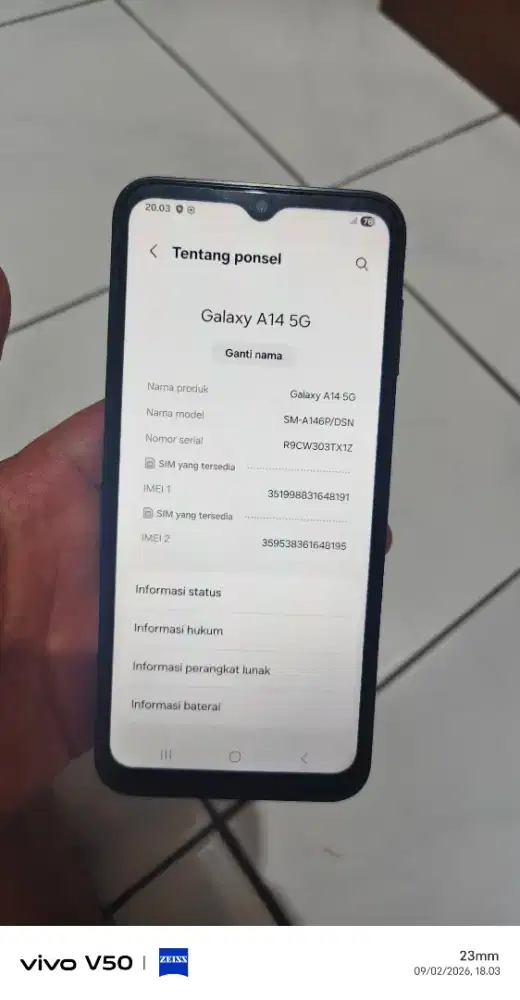 Samsung A14 5G ram 6 rom 128
