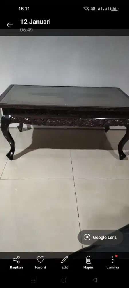 Meja tamu ukir kayu jati