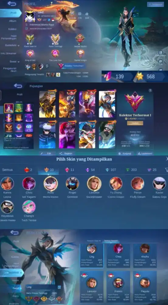 Jual akun ml aman dan amanah