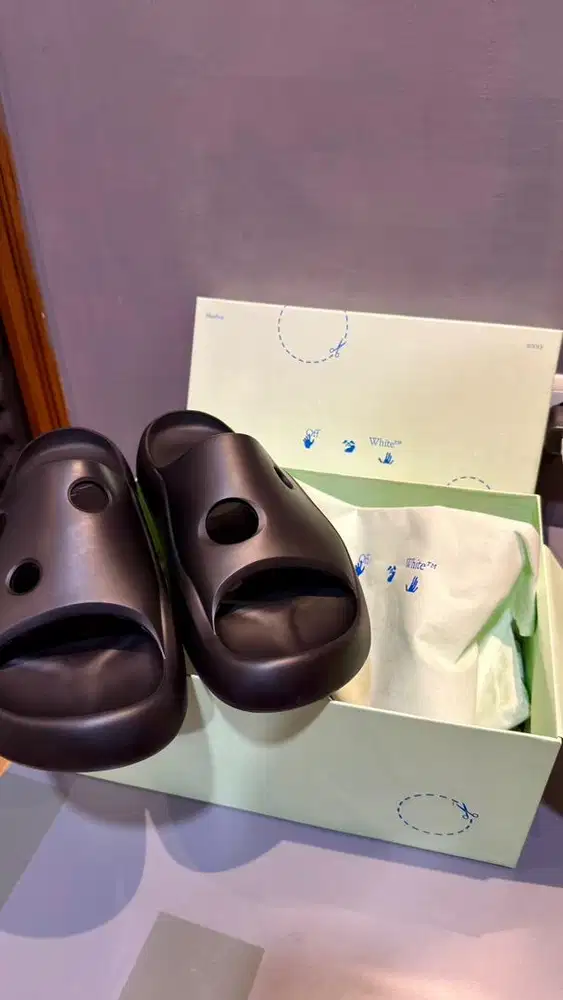 Sandal Slides Offwhite Meteor Rubber Black Eu 45