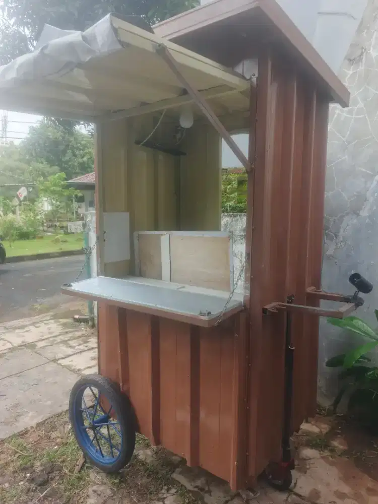 Gerobak, Container pakai 3 roda buat usaha komplit ukuran 1m x 80 cm