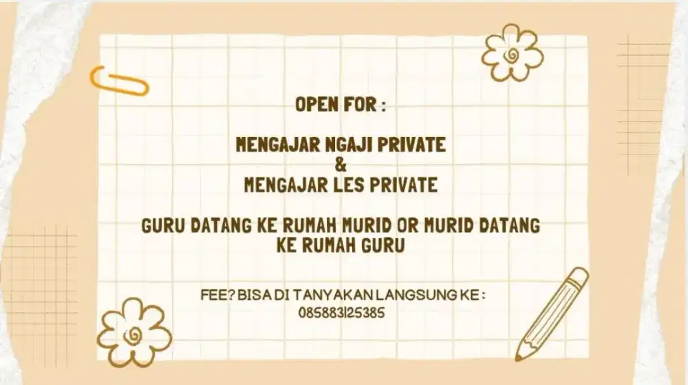 Jasa guru les privat dan ngaji private