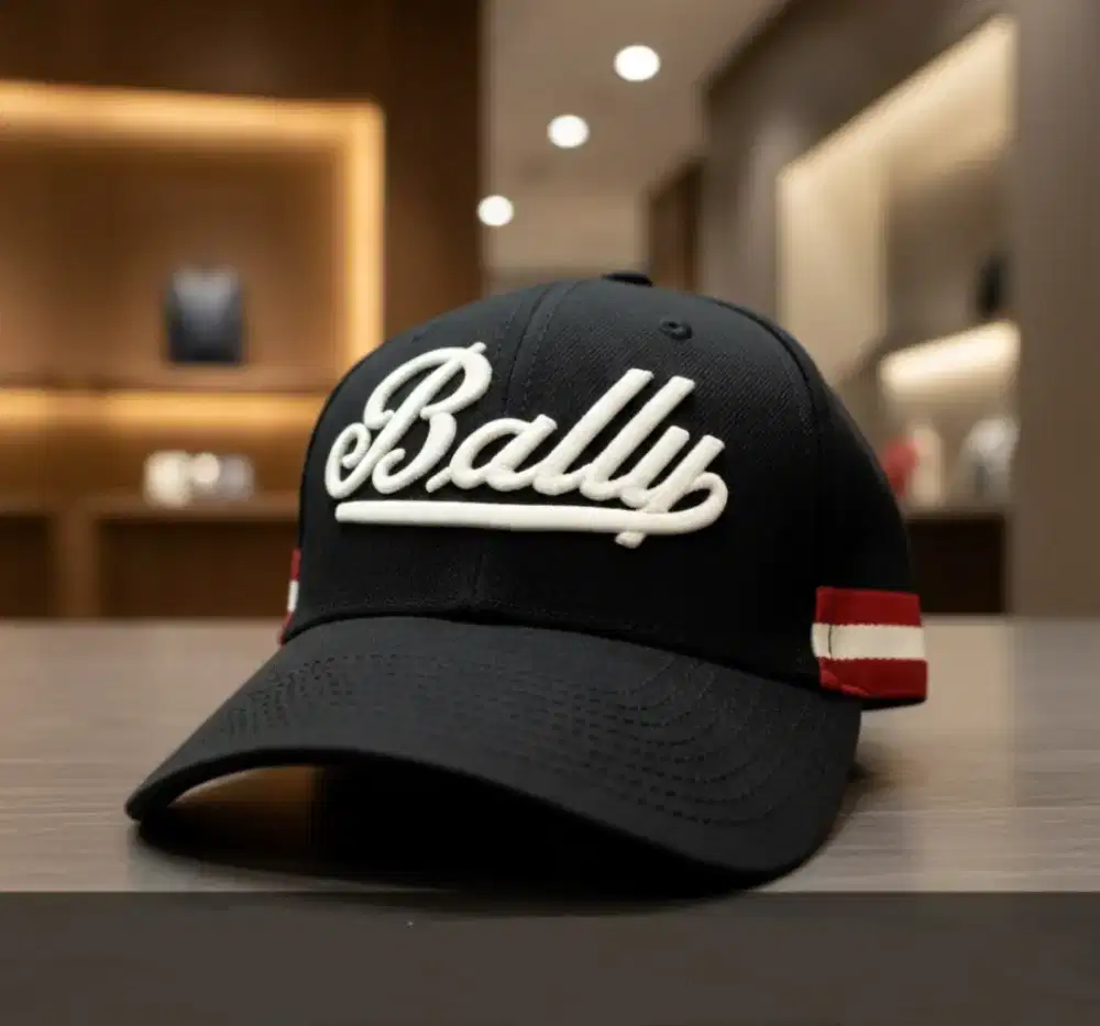 BALLY SCRIPT LOGO CAP IN BLACK