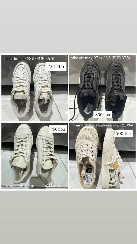 PRELOVED SEPATU ORIGINAL NIKE, ADIDAS, VANS