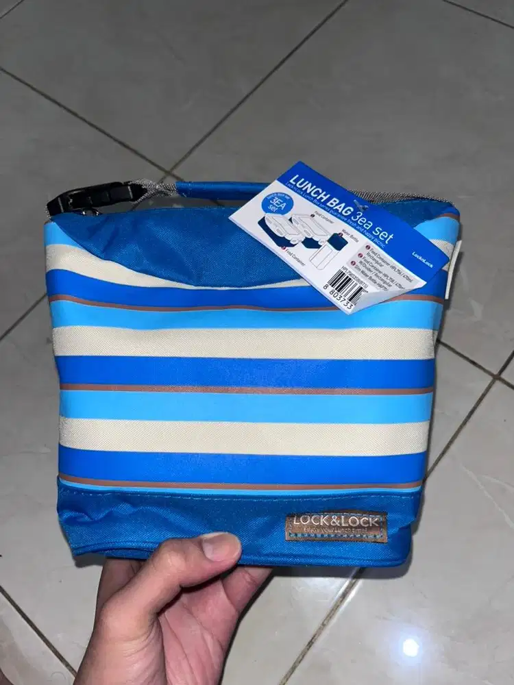 LocknLock Lunch Box 3P with Stripe Pattern Bag