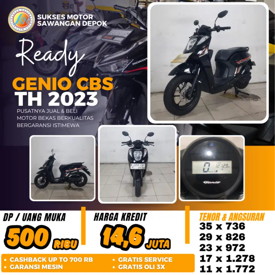DP 500 RIBU BERGARANSI HONDA GENIO CBS TH 2023 UNIT MULUS ISTIMEWA
