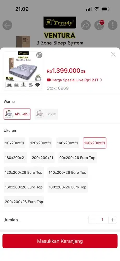 SPRINGBED kasur 160x200