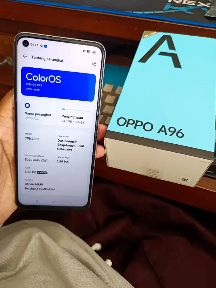 Oppo A96 8/256 Resmi Fullset