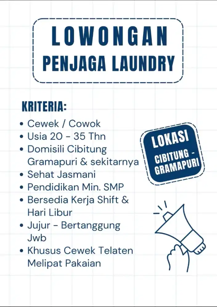 LOWONGAN PENJAGA LAUNDRY