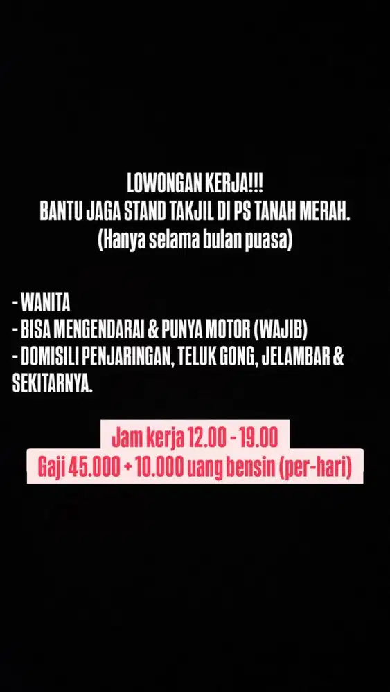 LOWONGAN KERJA JUALAN TAKJIL