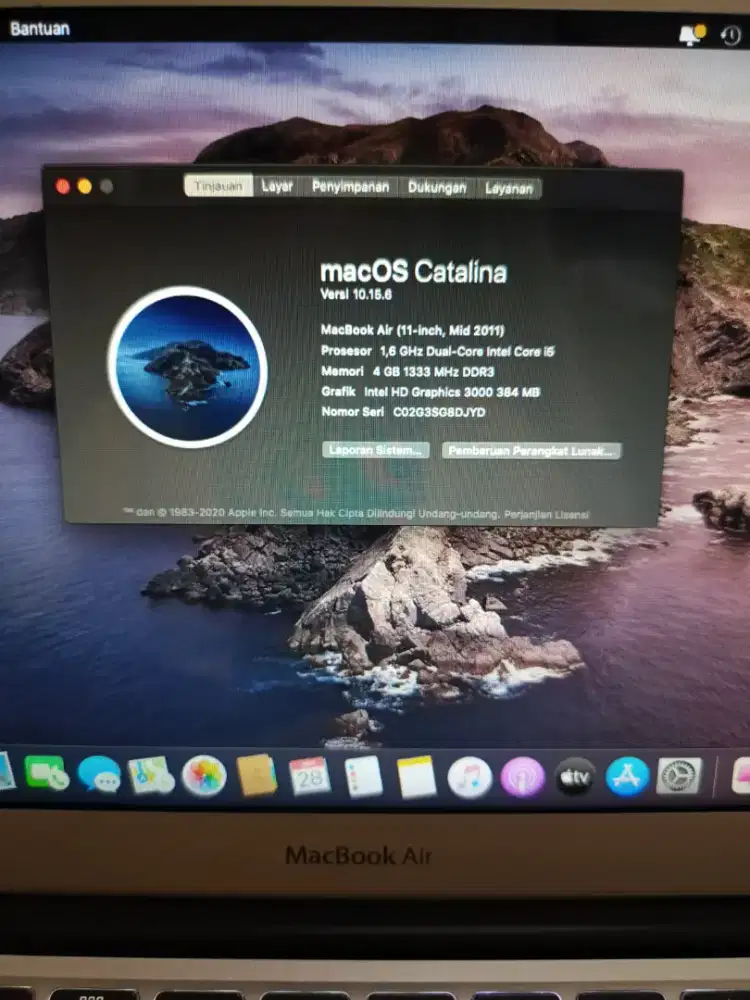 MacBook Air Os Catalina Core I5 Spek di foto
