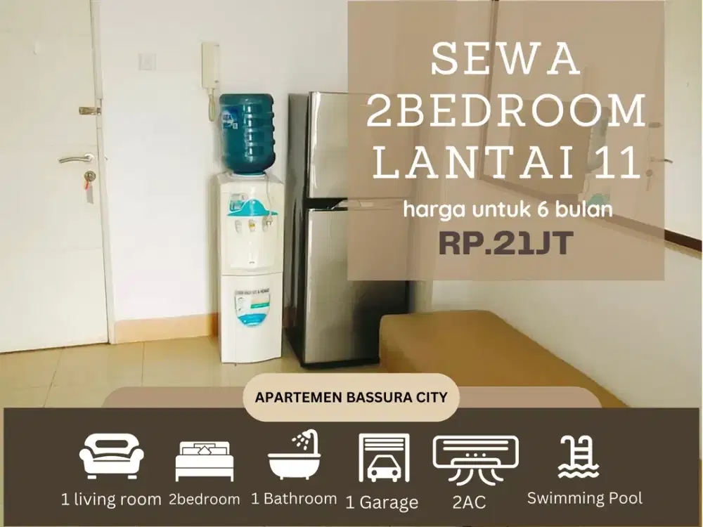 sewa 2 kamar semi furnis atas mall apartemen bassura city