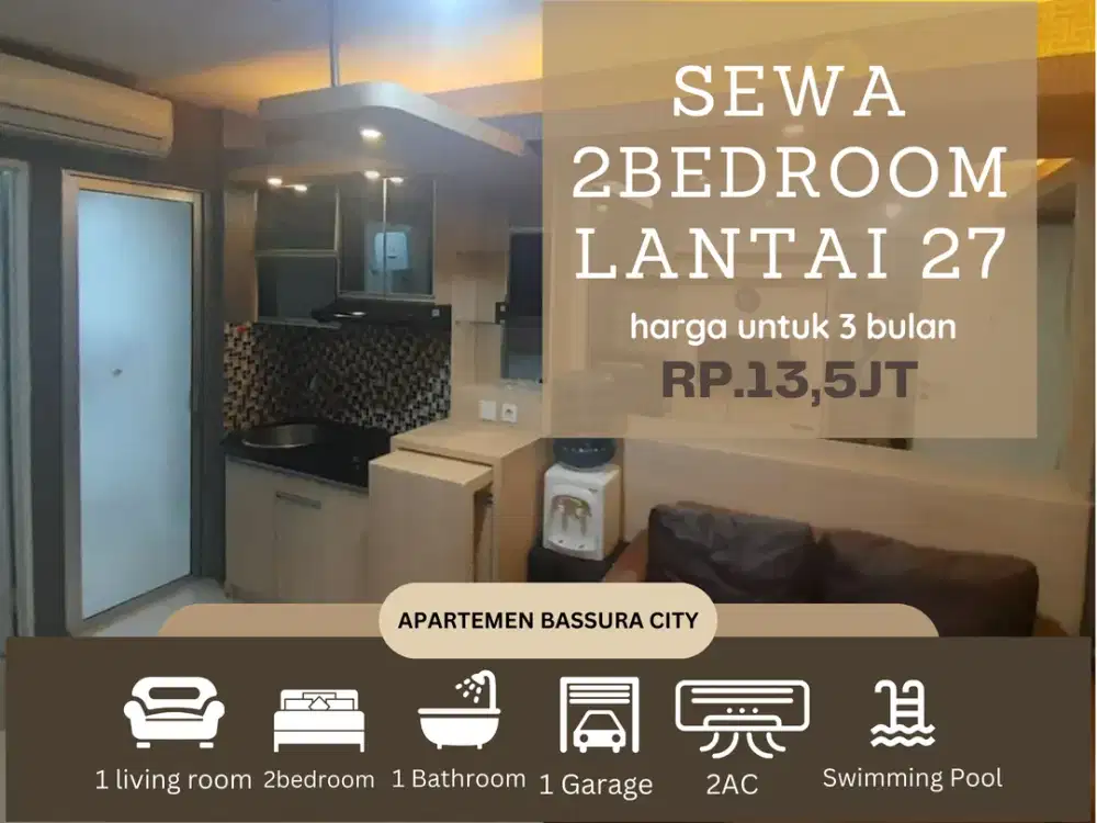 sewa 2 kamar full furnis fasilitas terlengkap apartemen bassura city