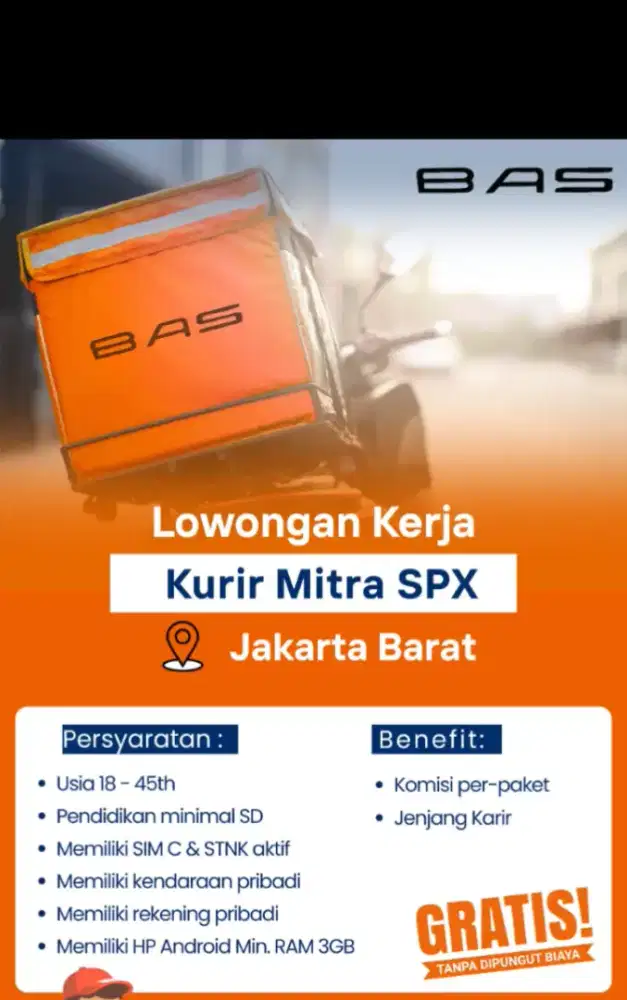 Loker Kurir mobil dan motor
