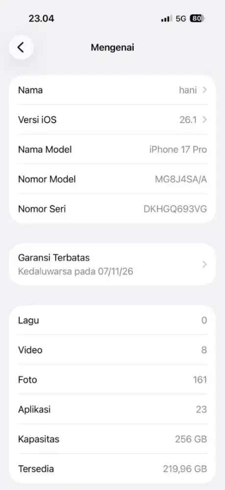 Iphone 17pro 256gb