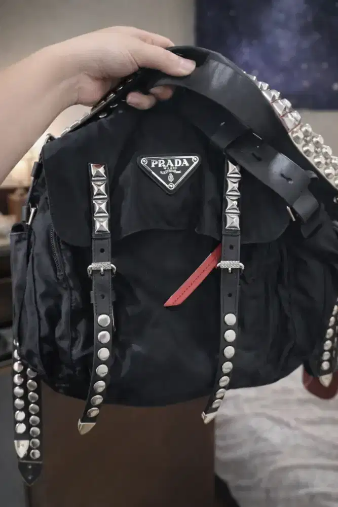 Prada Vela Nylon Studded
