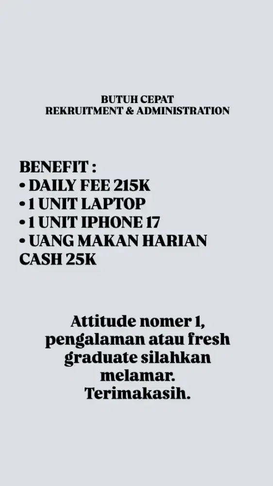 LOKER ADMINISTRASI & REKRUITMENT