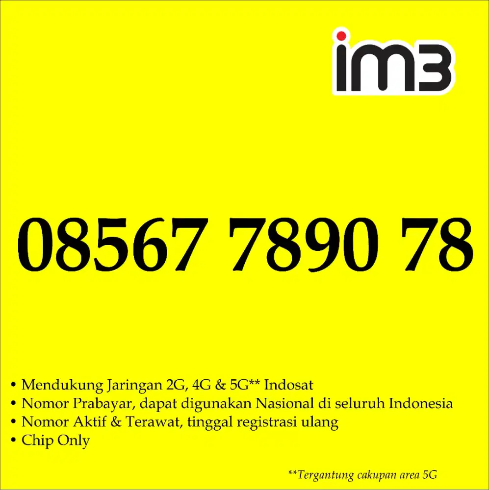 Perdana Nomor Cantik Indosat IM3 11 Digit Urut Naik Ex Koleksi