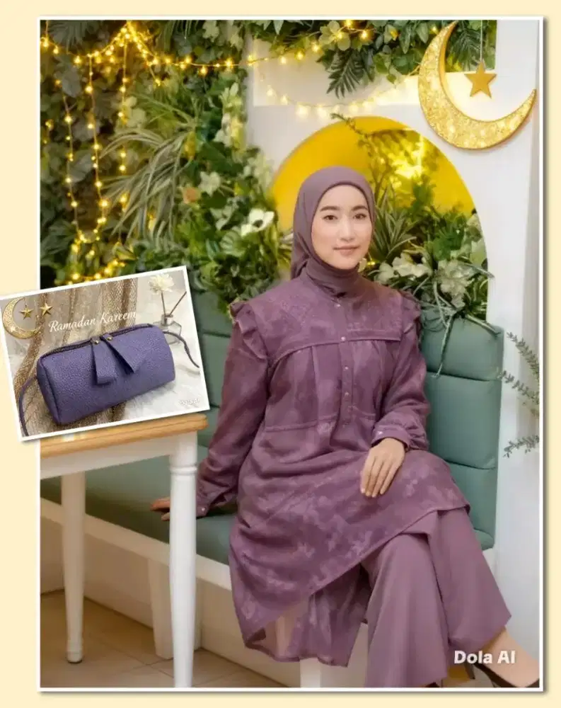 Setelan Muslim + Tas  warna senada