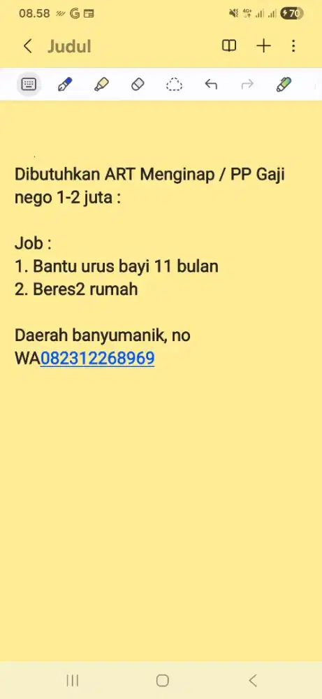 Dibutuhkan ART / Rewang / Asisten Rumah Tangga