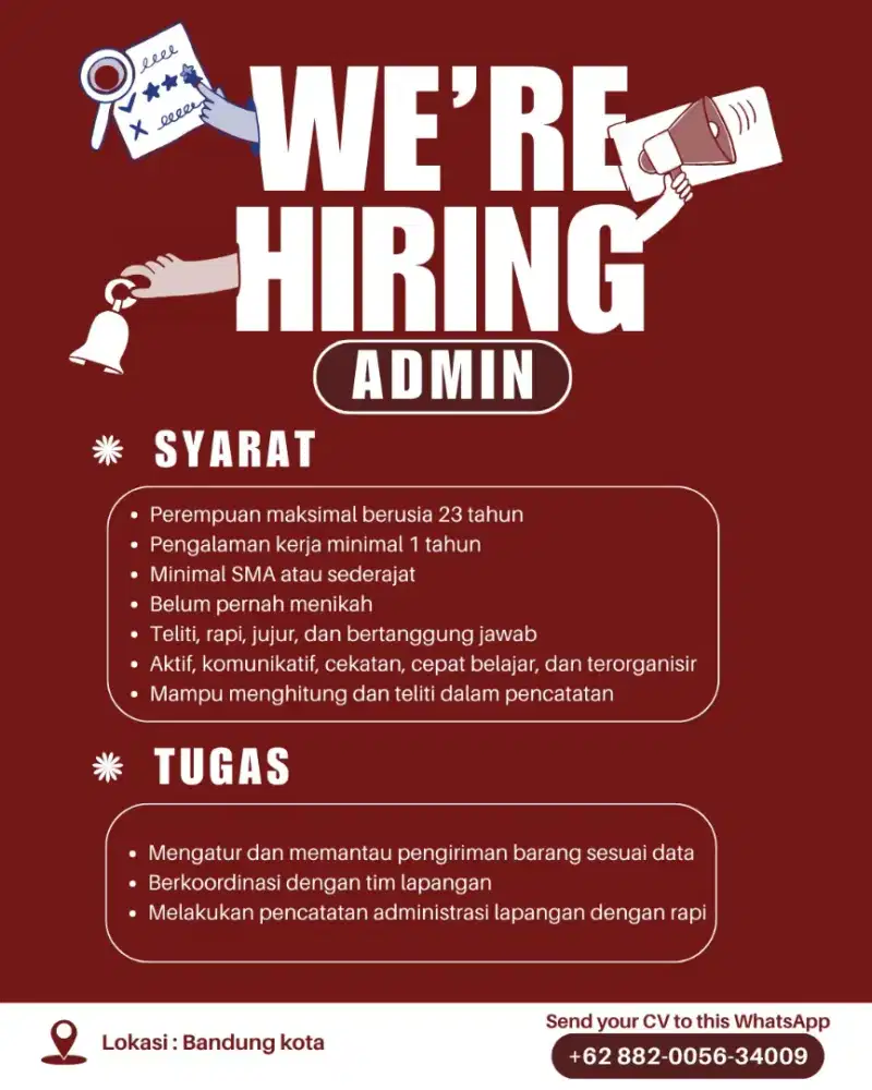 Lowongan kerja untuk Admin Bandung