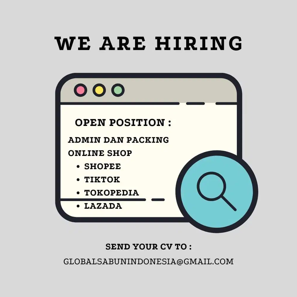 Dibutuhkan Admin Packing Online Shop