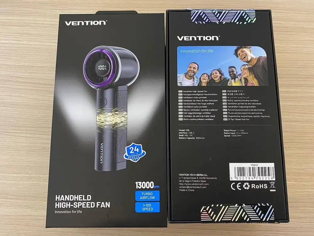 Kipas Vention hanheld with led display purple