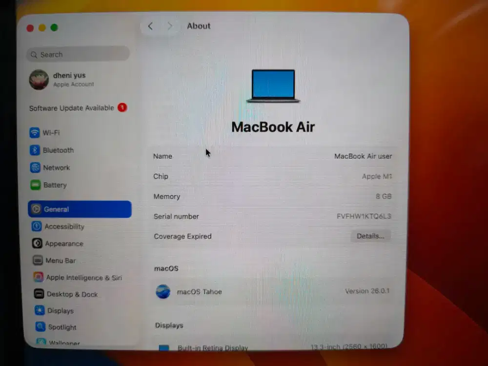 Macbook Air M1 2020 8/128