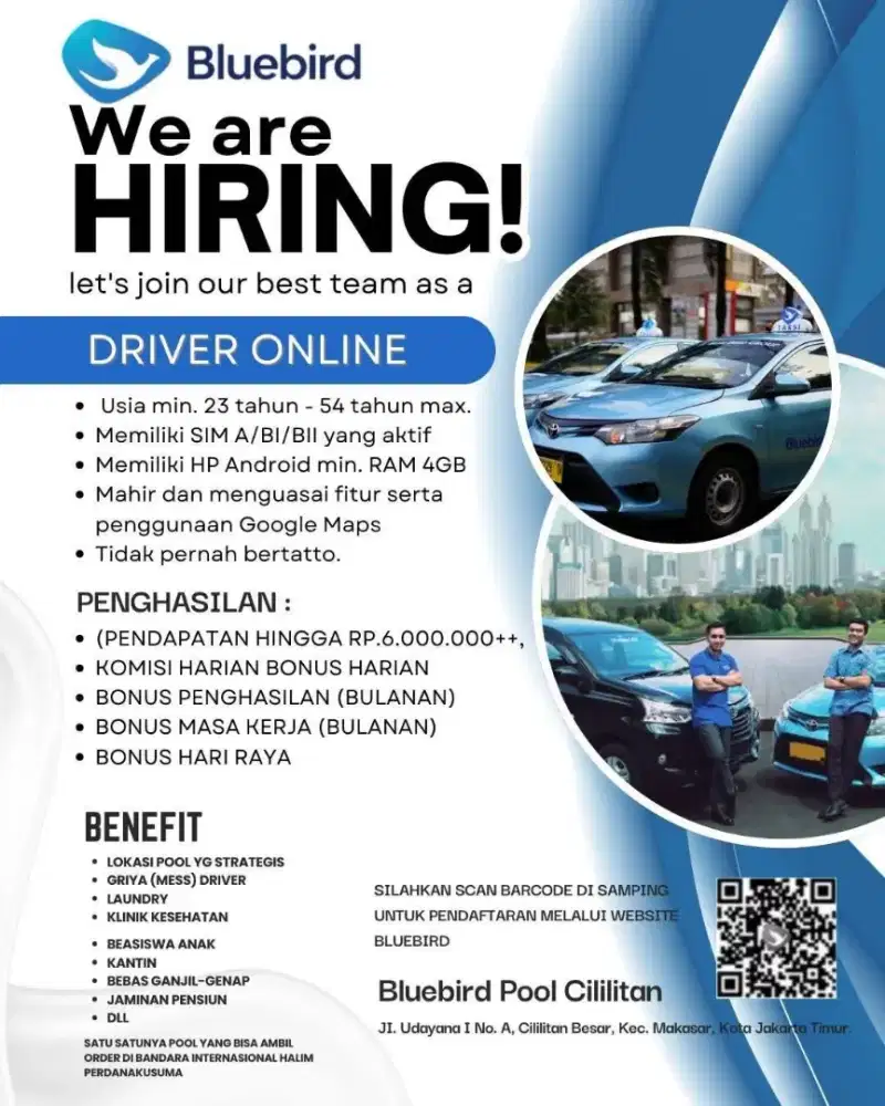 LOWONGAN SUPIR/DRIVER PERUSAHAAN BLUEBIRD