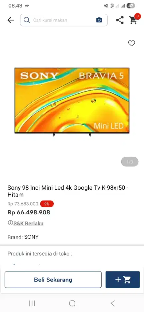 Sony 98 inci mini led 4k k-98xr50